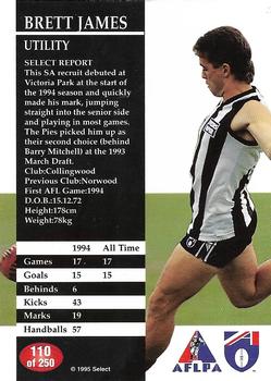 1995 Select AFL #110 Brett James Back